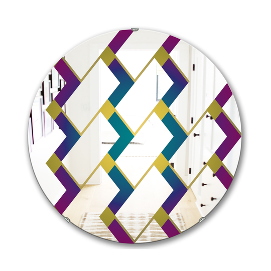Designart Canada 24-in L x 24-in W Round Blue and Purple Tiles Polished Wall Mirror