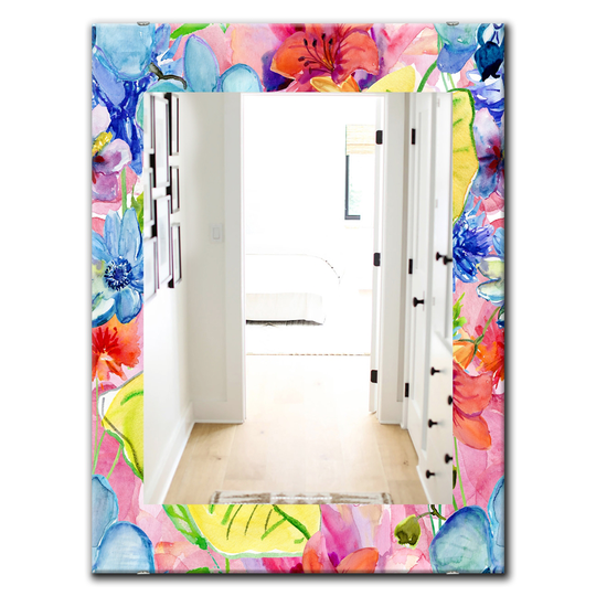 Designart Canada 35.4-in L x 23.6-in W Rectangle Multicolour Bloom Bohemian Polished Wall Mirror