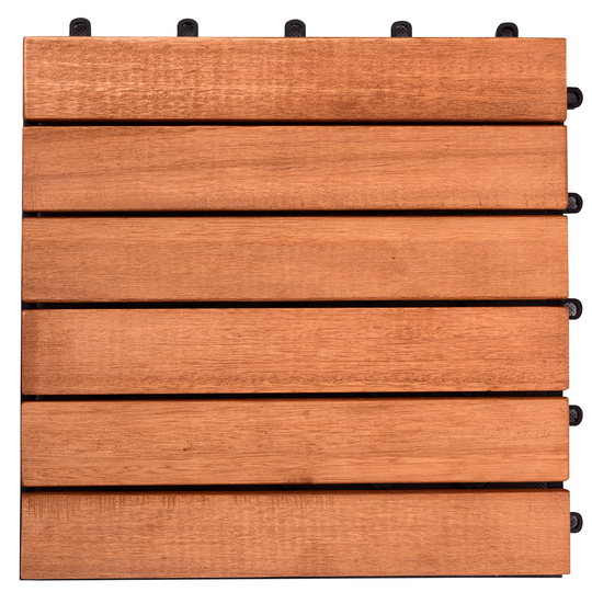 Vifah - Patio 6-Slat Eucalyptus Interlocking Deck Tile - 12-in - 10 pcs