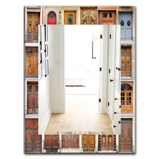 Designart 35.4-in x 23.6-in Brown Art Nouveau Doors Modern Mirror
