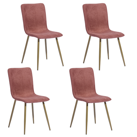 Homycasa Scargill Coral and Gold Upholstered Dinning Chair with Metal Frame - Set of 4
