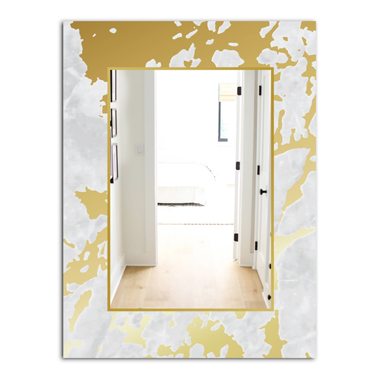 Designart Capital Gold Botanical Bliss 8 Rectangular 35.4-in L x 23.6-in W Polished Glam Wall Mounted Mirror