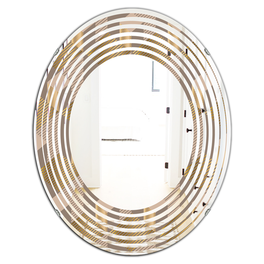 Designart Oval Brown 31.5-in L x 23.7-in W Retro Square Design V Polished Wall Mirror