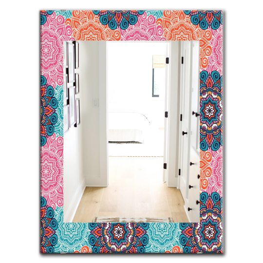 Designart 35.4-in x 23.6-in Pink Blossom Bohemian and Eclectic Mirror