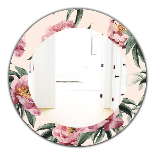 Designart Canada Round 24-in L x 24-in W Pink Blossom Traditional Polished Wall Mirror