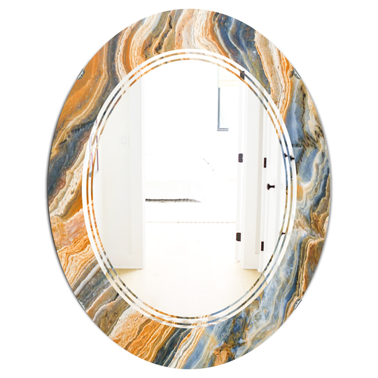 Designart Canada Oval 31.5-in L x 23.7-in W Multicolour Marbled Geode Modern Polished Wall Mirror
