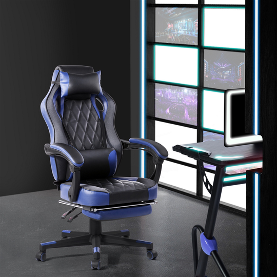 Homycasa Ergonomic Gaming Chair with Footrest - Blue