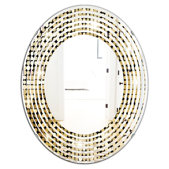Designart 31.5-in x 23.7-in Abstract Gold Mosaic Modern and Oval Wall Mirror
