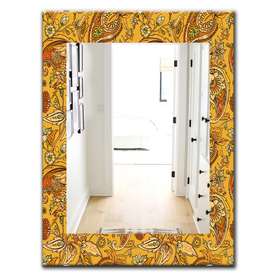 Designart 35.4-in x 23.6-in Orange/Yellow Moods Bohemian and Eclectic Mirror