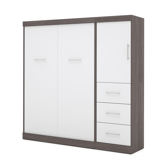 Bestar Nebula Full Murphy Bed Integrated Storage - Bark Grey & White