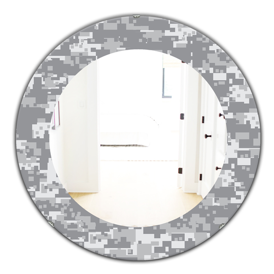 Designart Canada 24-in L x 24-in W Round Grey Pixelation Polished Wall Mirror