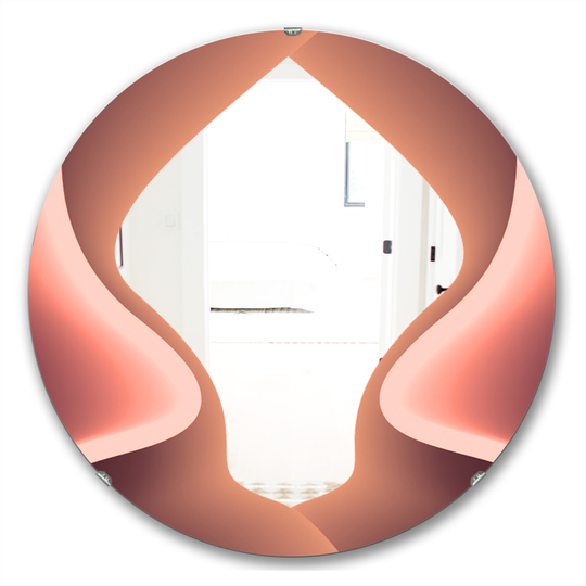 Designart Nebulous Waves 3 Round 24-in L x 24-in W Polished Mid-Century Pink Wall Mounted Mirror