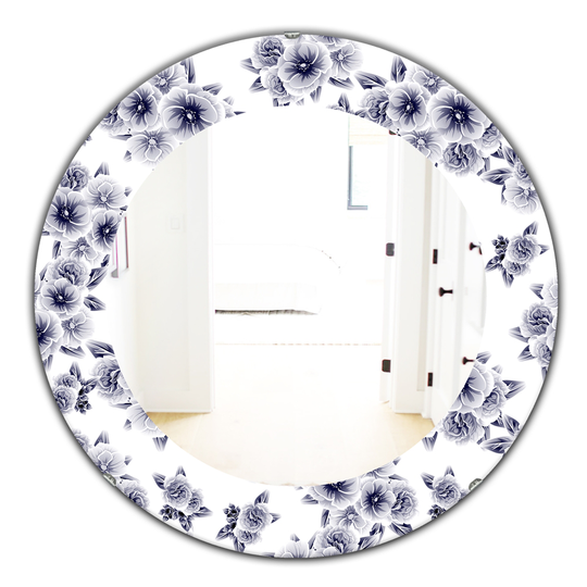 Designart 24-in x 24-in White Vintage Style Flower Pattern Farmhouse Mirror