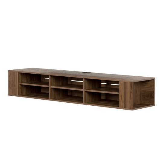 South Shore Furniture City Life 66-in Natural Walnut Wall-Mounted Media Console