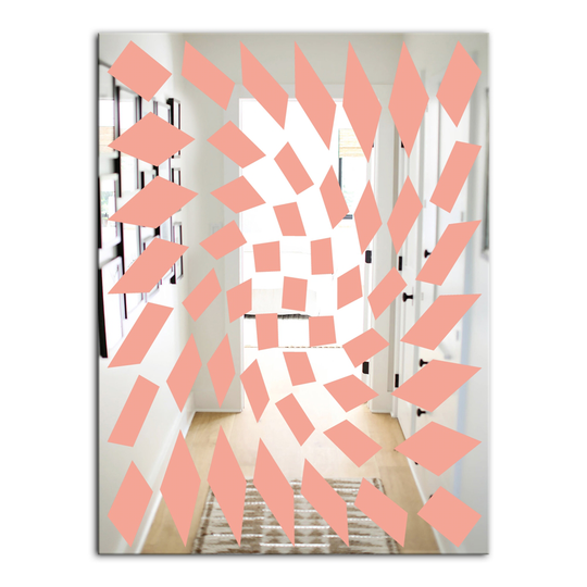 Designart Triangular Diamond Whirl 2 Rectangular 35.4-in L x 23.6-in W Polished Modern Pink Wall Mounted Mirror