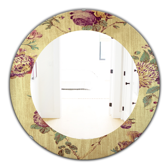 Designart Canada 24-in L x 24-in W Round Vintage Purple Flowers Polished Wall Mirror