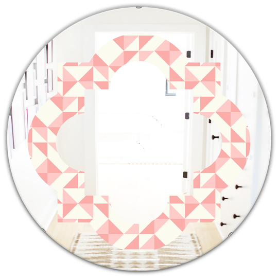 Designart 24-in Round Pink Abstract Geometric Pattern Polished Wall Mirror