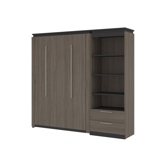 Bestar Orion Bark grey & Graphite Full Murphy Bed (Integrated Storage)