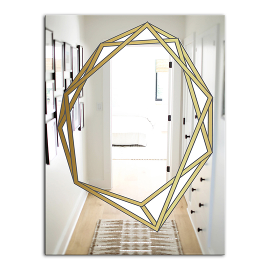 Designart Capital Gold Essential 12 Rectangular 35.4-in L x 23.6-in W Polished Glam Wall Mounted Mirror