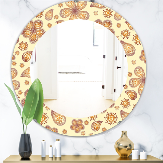 Designart 24-in x 24-in Yellow/Gold Vintage Flowers Mirror