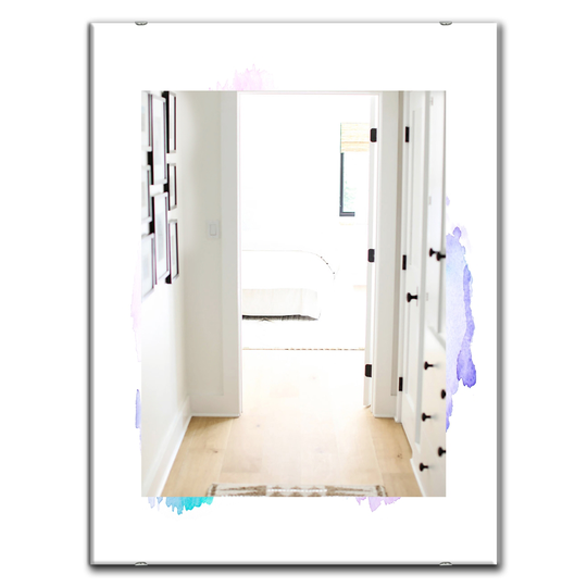 Designart Canada 35.4-in L x 23.6-in W Rectangle Pink and Cyan Composition Polished Wall Mirror