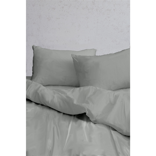 Myne Stone Grey Cotton Sateen Antibacterial Full/Queen Duvet Cover Set - 3-Piece