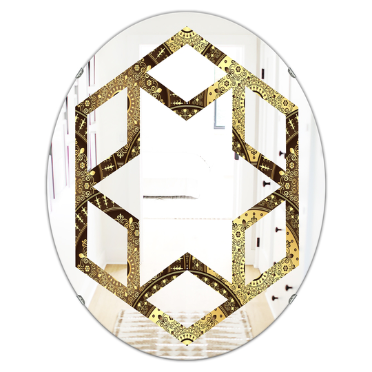 Designart 31.5-in x 23.7-in Circular Pattern I Modern Oval Mirror in Multi-Colour