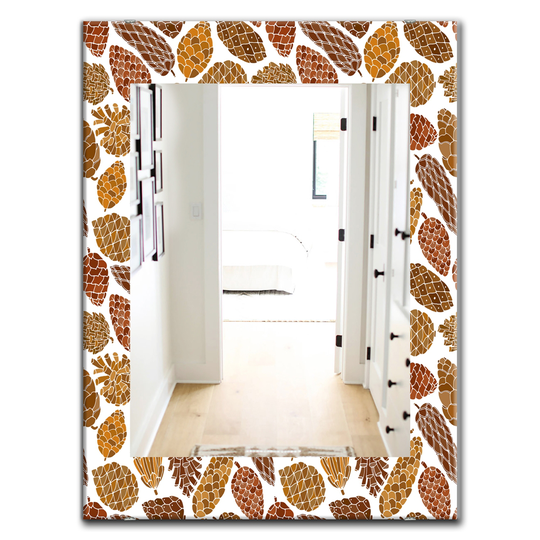 Designart 35.4-in x 23.6-in Brown Pine Cones Pattern Bohemian and Eclectic Mirror