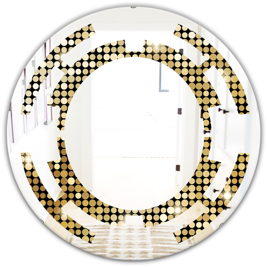 Designart 24-in x 24-in Abstract Gold Mosaic Modern and Round Wall Mirror