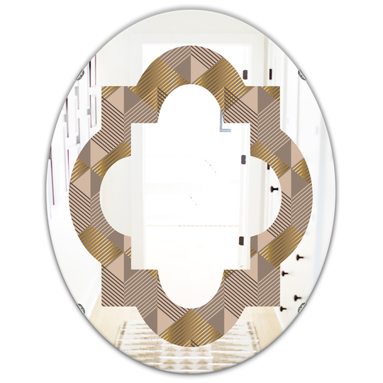 Designart 31.5-in L x 23.7-in W Oval Brown Retro Square Design VI Polished Wall Mirror