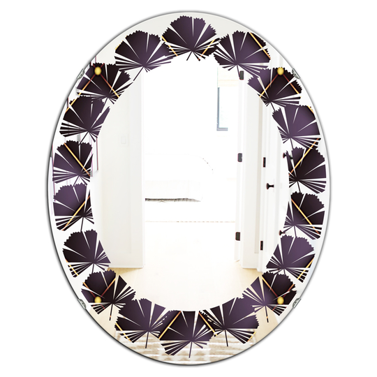 Designart 31.5-in x 23.7-in Quilted Pattern Modern Oval Wall Mirror - Purple