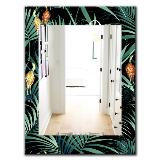Designart Canada 35.4-in L x 23.6-in W Rectangle Green Tropical Mood Polished Wall Mirror