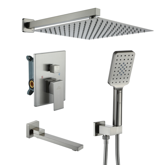 CASAINC 1-Handle Bathtub/Shower Faucet Valve with Hand-Held Shower in Brushed Nickel