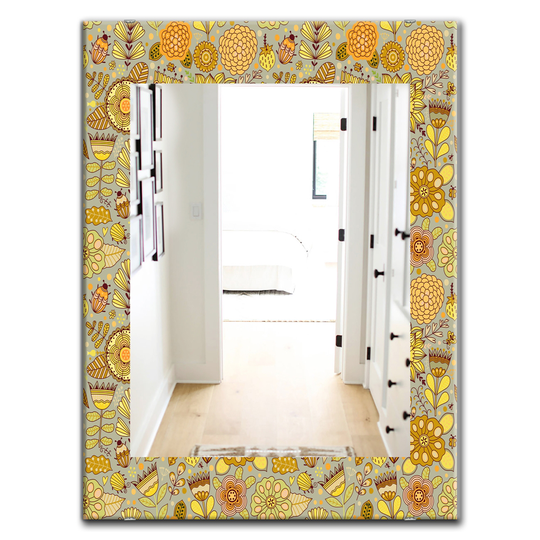 Designart 35.4-in x 23.6-in Yellow and Gold Moods Modern Mirror