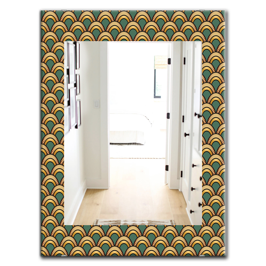 Designart 35.4-in x 23.6-in Yellow/Gold Art Deco Pattern Bohemian and Eclectic Mirror