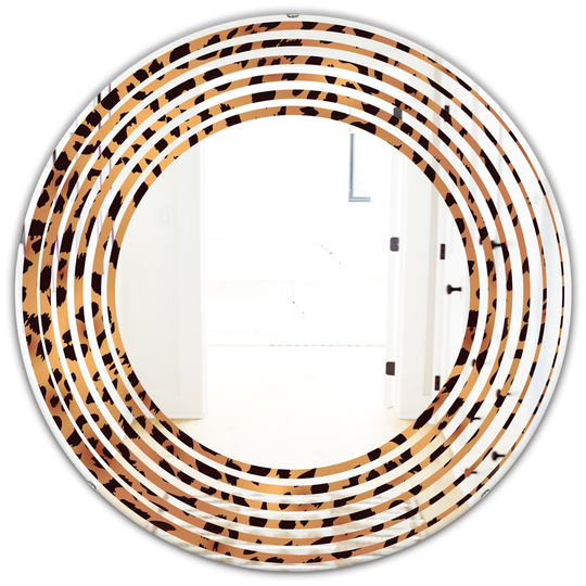 Designart 24-in x 24-in Brown Leopard Fur Safari III Modern and Round Wall Mirror
