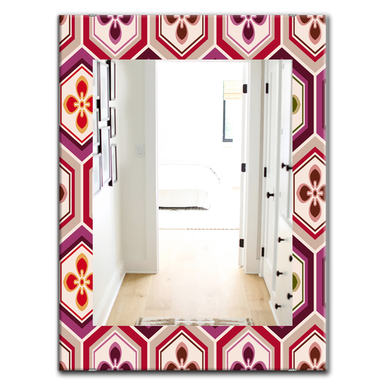 Designart Canada 35.4-in L x 23.6-in W Rectangle Pink Honeycomb Polished Wall Mirror