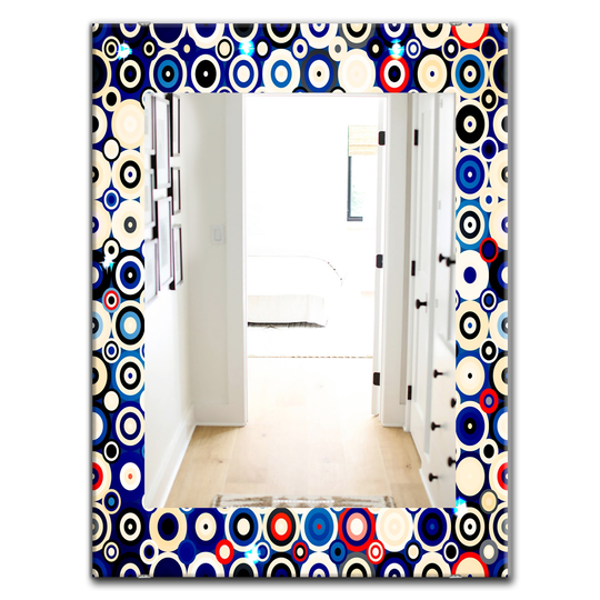Designart Canada 35.4-in L x 23.6-in W Rectangle Retro Stars and Dots in Disco Style Polished Wall Mirror