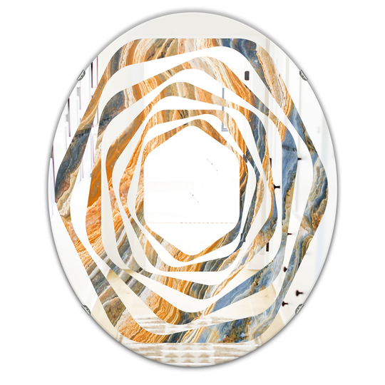 Designart Canada Oval 31.5-in L x 23.7-in W Multicolour Marbled Geode Polished Wall Mirror