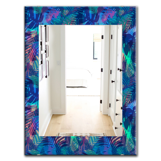 Designart 35.4-in x 23.6-in Blue Tropical Mood Blue Modern Mirror