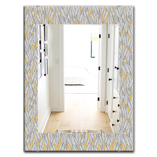 Designart 35.4-in x 23.6-in Brown Leaves Modern Mirror