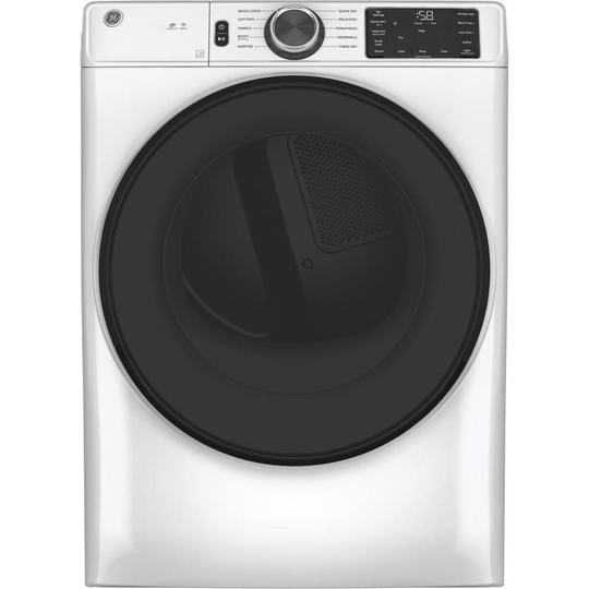 GE 7.8-cu ft Reversible side swing Stackable Electric Dryer (White) ENERGY STAR