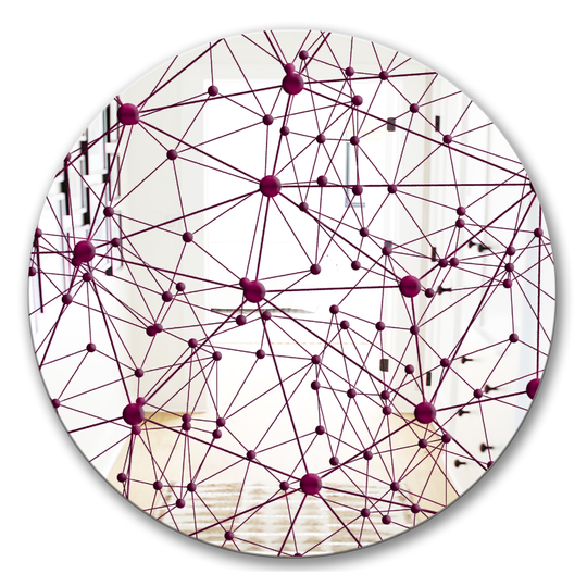 Designart Circular Web 3 Round 24-in L x 24-in W Polished Modern Purple Wall Mounted Mirror