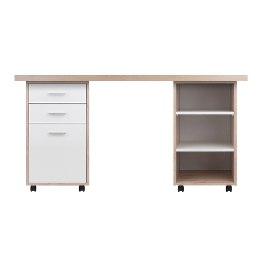 Winsome Wood Kenner 3-piece Transitional Home Office Furniture Set - Reclaimed Wood and White Asian Hardwood