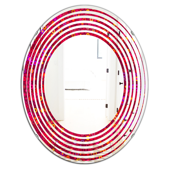 Designart 31.5-in x 23.7-in Red Circular Retro Design III Modern Oval Wall Mirror