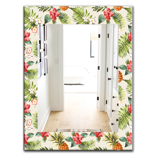 Designart Green 35.4-in x 23.6-in Tropical Mood Foliage Bohemian/Eclectic Mirror