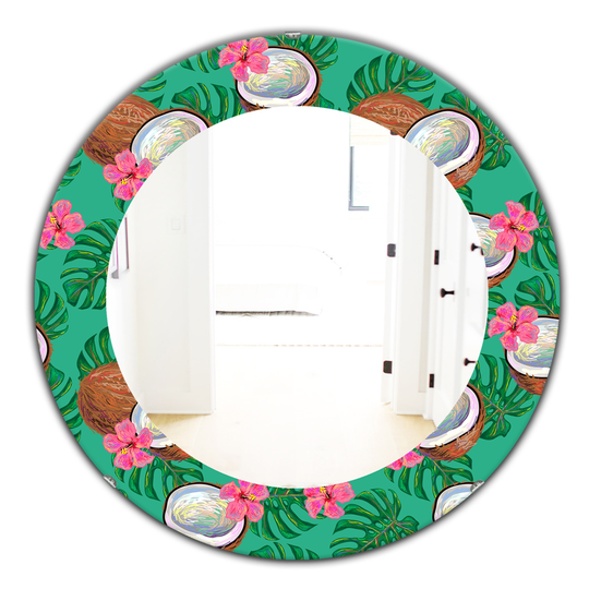 Designart 24-in x 24-in Tropical Mood Foliage Bohemian and Eclectic Mirror - Green