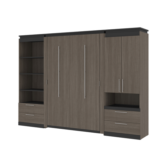 Bestar Orion Full Murphy Bed Integrated Storage in Bark grey & Graphite