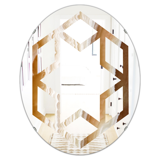 Designart Canada 23.7-in W x 31.5-in L Oval Marbled Geode Polished Wall Mirror