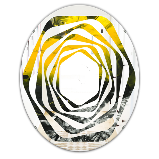 Designart Canada 31.5-in L x 23.7-in W Oval Yellow Marble Modern Polished Wall Mirror